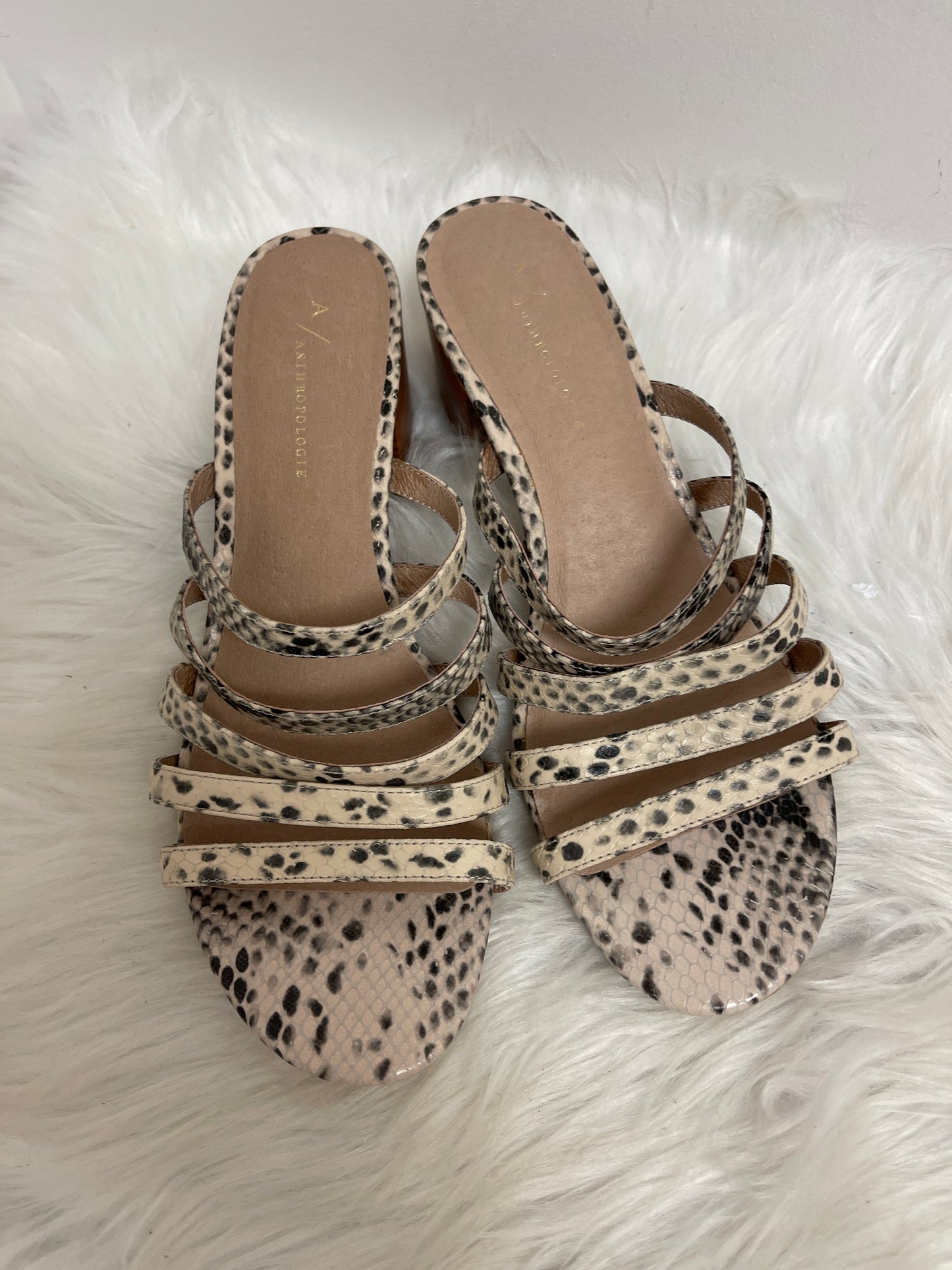 Sandals Heels Block By Anthropologie In Animal Print, Size: 10