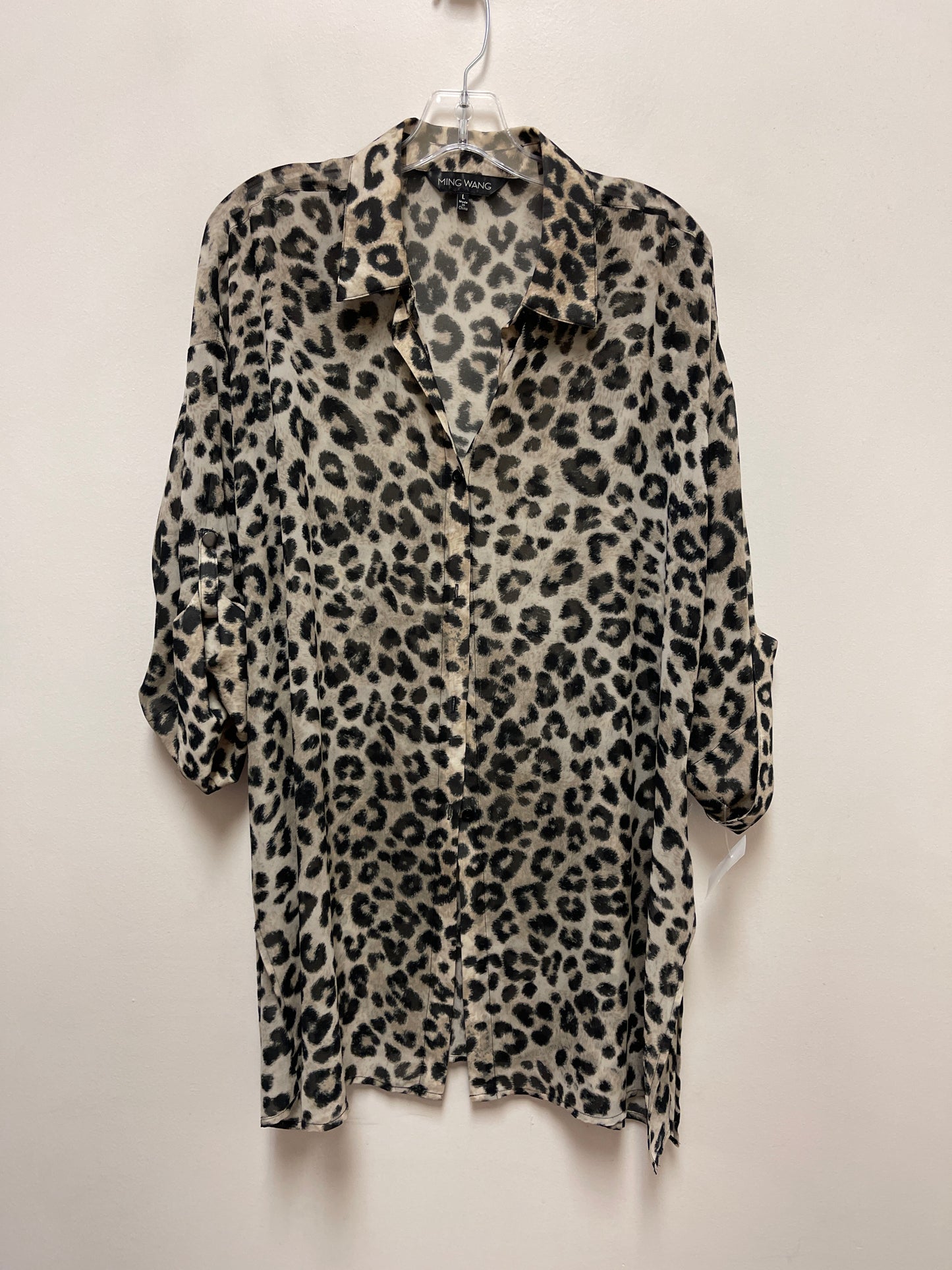 Blouse Long Sleeve By Ming Wang In Animal Print, Size: L