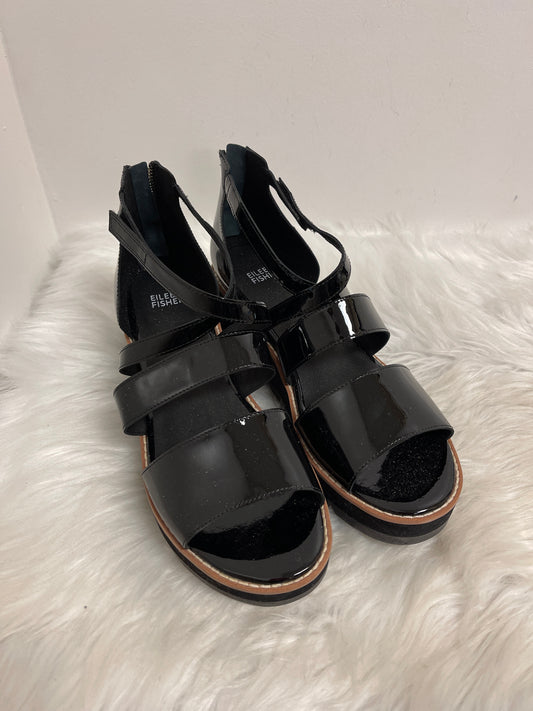 Sandals Heels Wedge By Eileen Fisher In Black, Size: 9.5