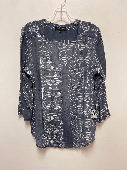 Top Long Sleeve By Fred David In Blue, Size: L