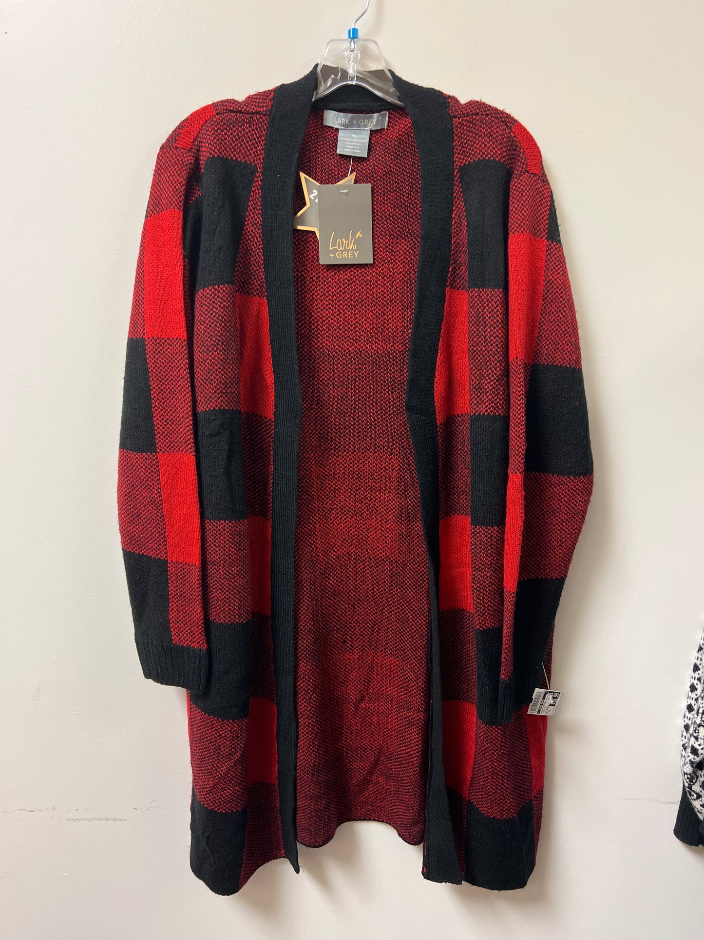 Sweater Cardigan By Clothes Mentor In Black & Red, Size: 2x