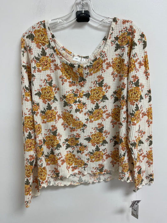 Top Long Sleeve By Bp In Floral Print, Size: 1x