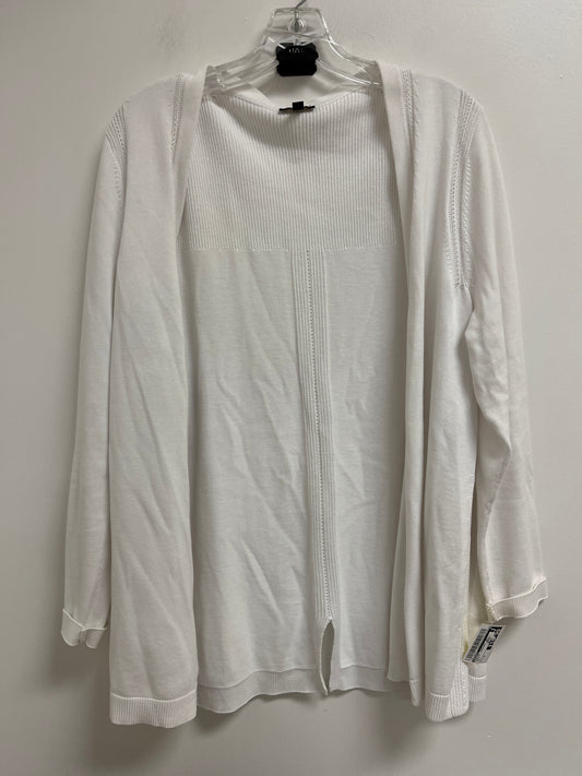 Sweater Cardigan By Talbots In White, Size: 1x