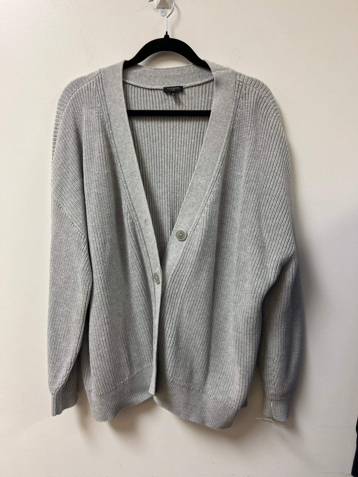 Sweater Cardigan By Talbots In Grey, Size: 3x