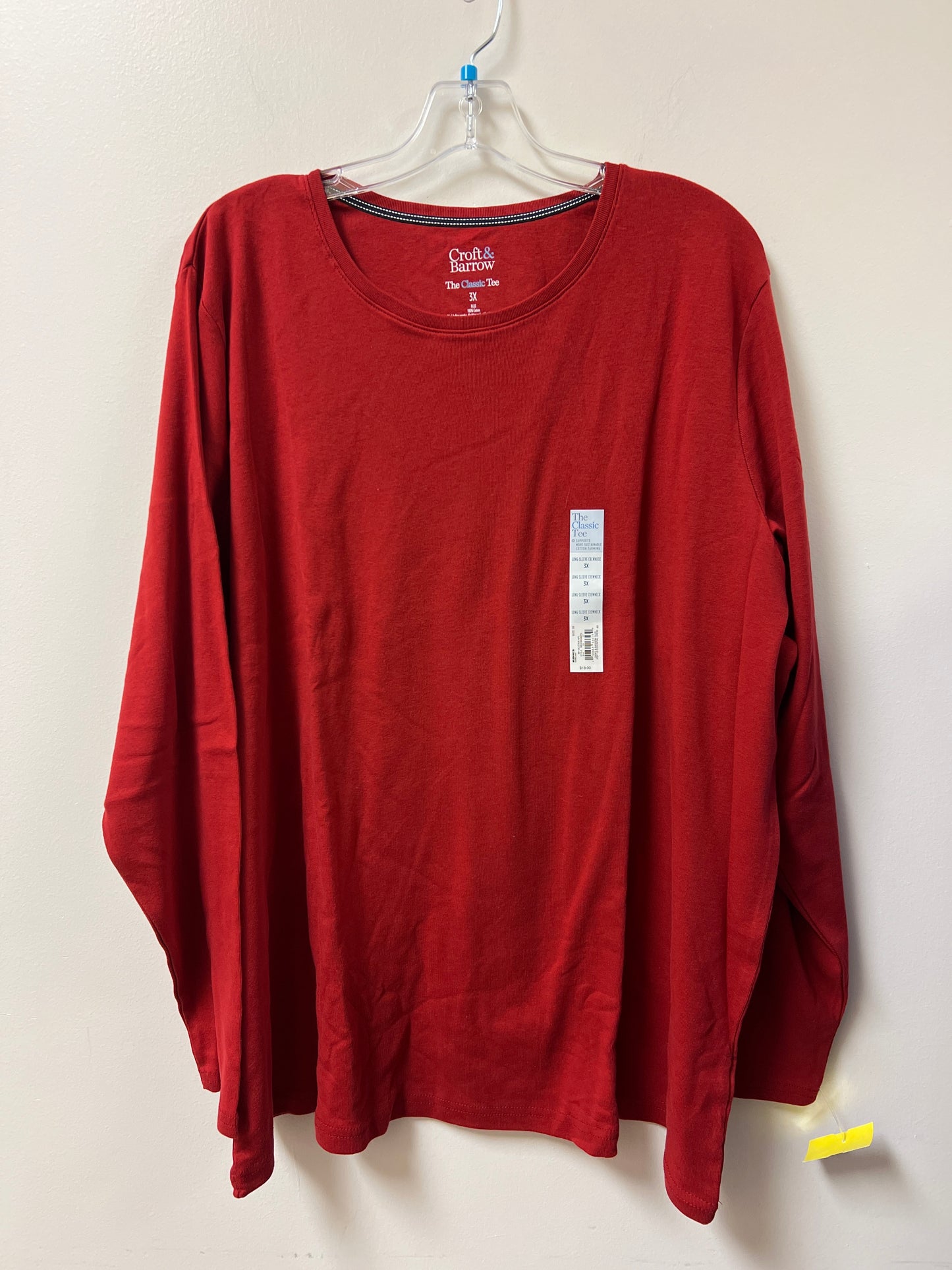 Top Long Sleeve By Croft And Barrow In Red, Size: 3x