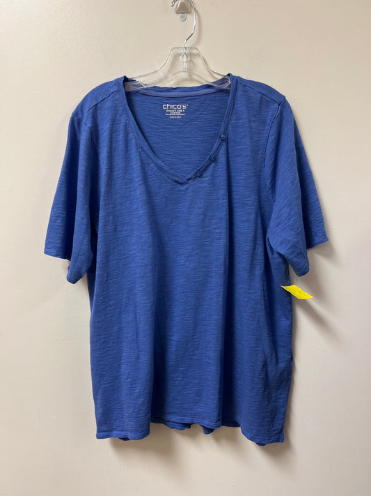 Top Short Sleeve By Chicos In Blue, Size: 2x