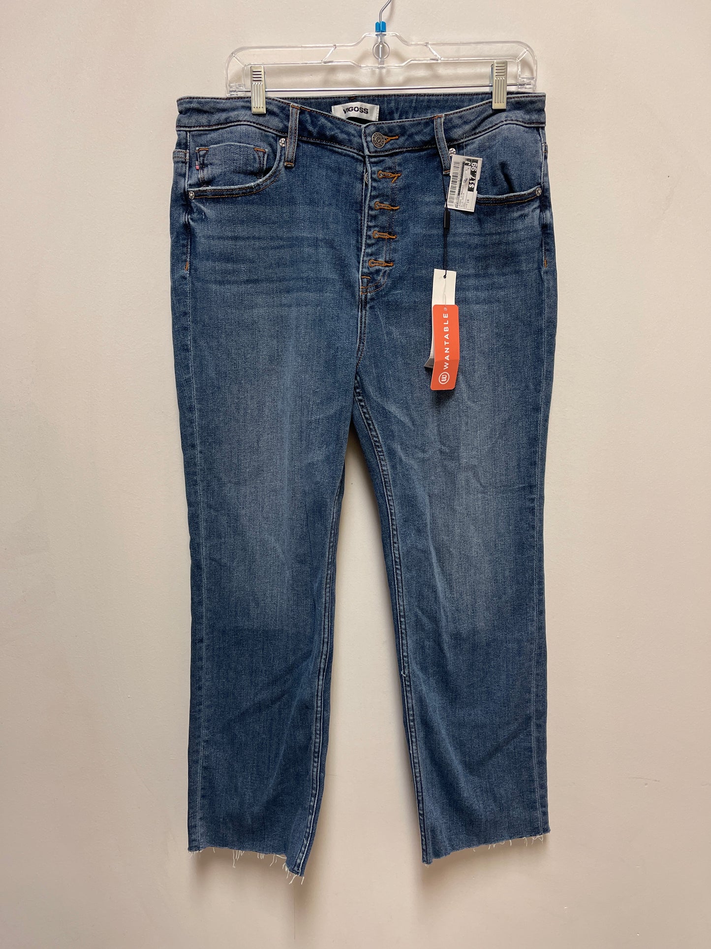 Jeans Straight By Vigoss In Blue Denim, Size: 14