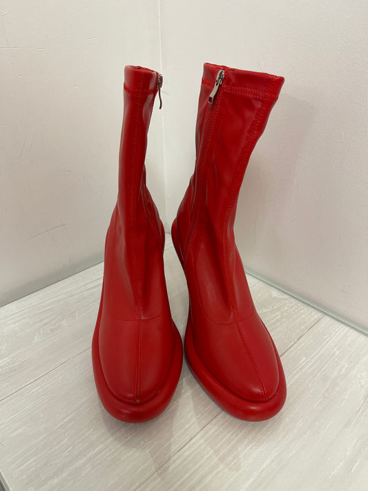 Boots Ankle Heels By Clothes Mentor In Red, Size: 8