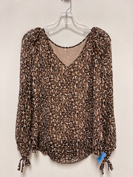 Top Long Sleeve By White House Black Market In Animal Print, Size: Xs