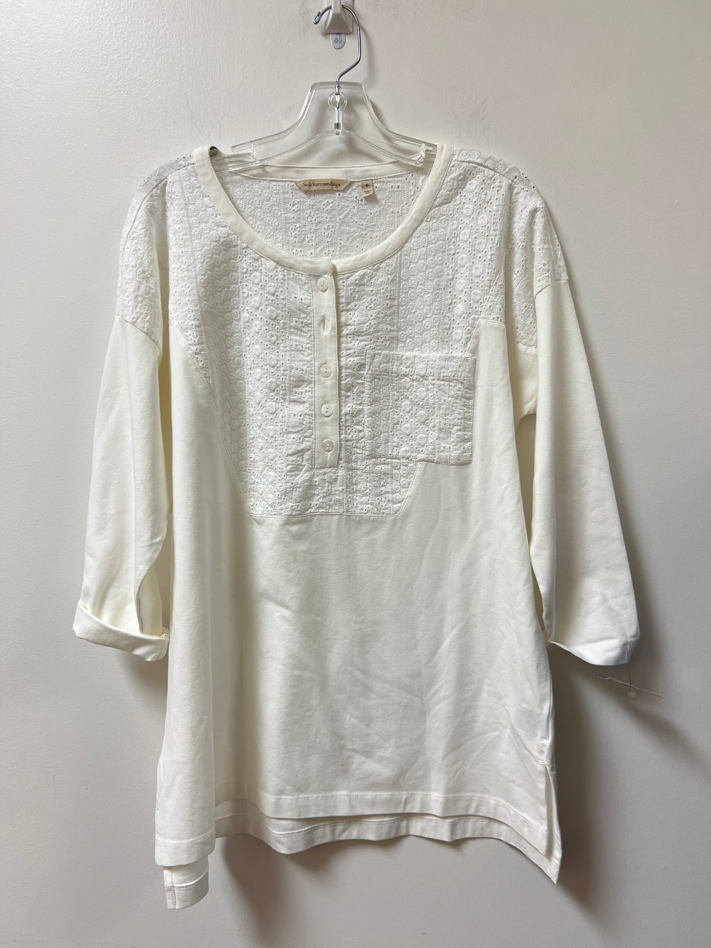 Tunic Long Sleeve By Soft Surroundings In Cream, Size: M