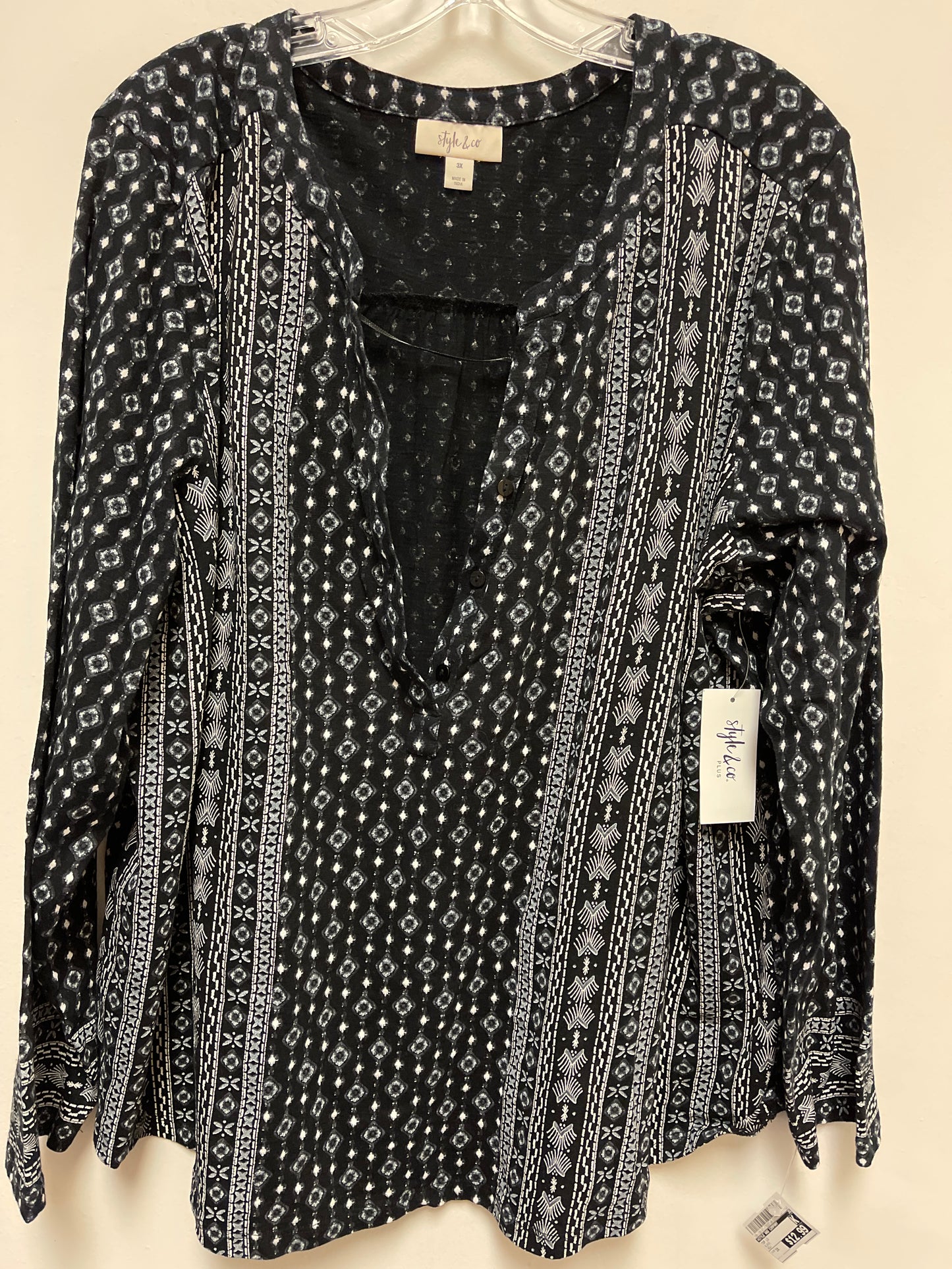 Top Long Sleeve By Style And Company In Black, Size: 3x