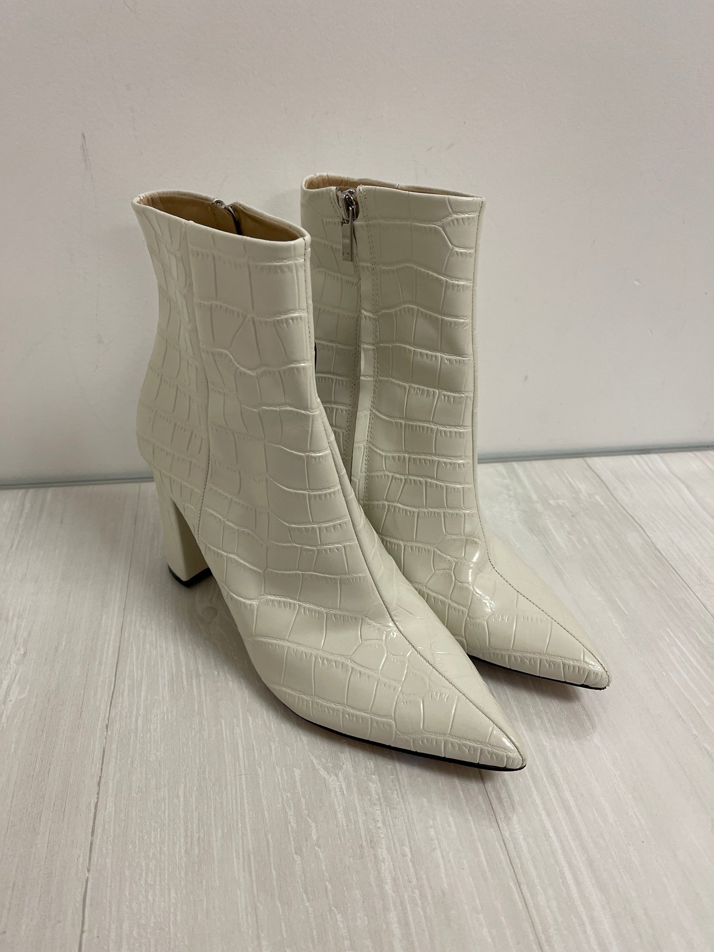 Boots Ankle Heels By Marc Fisher In Cream, Size: 8.5