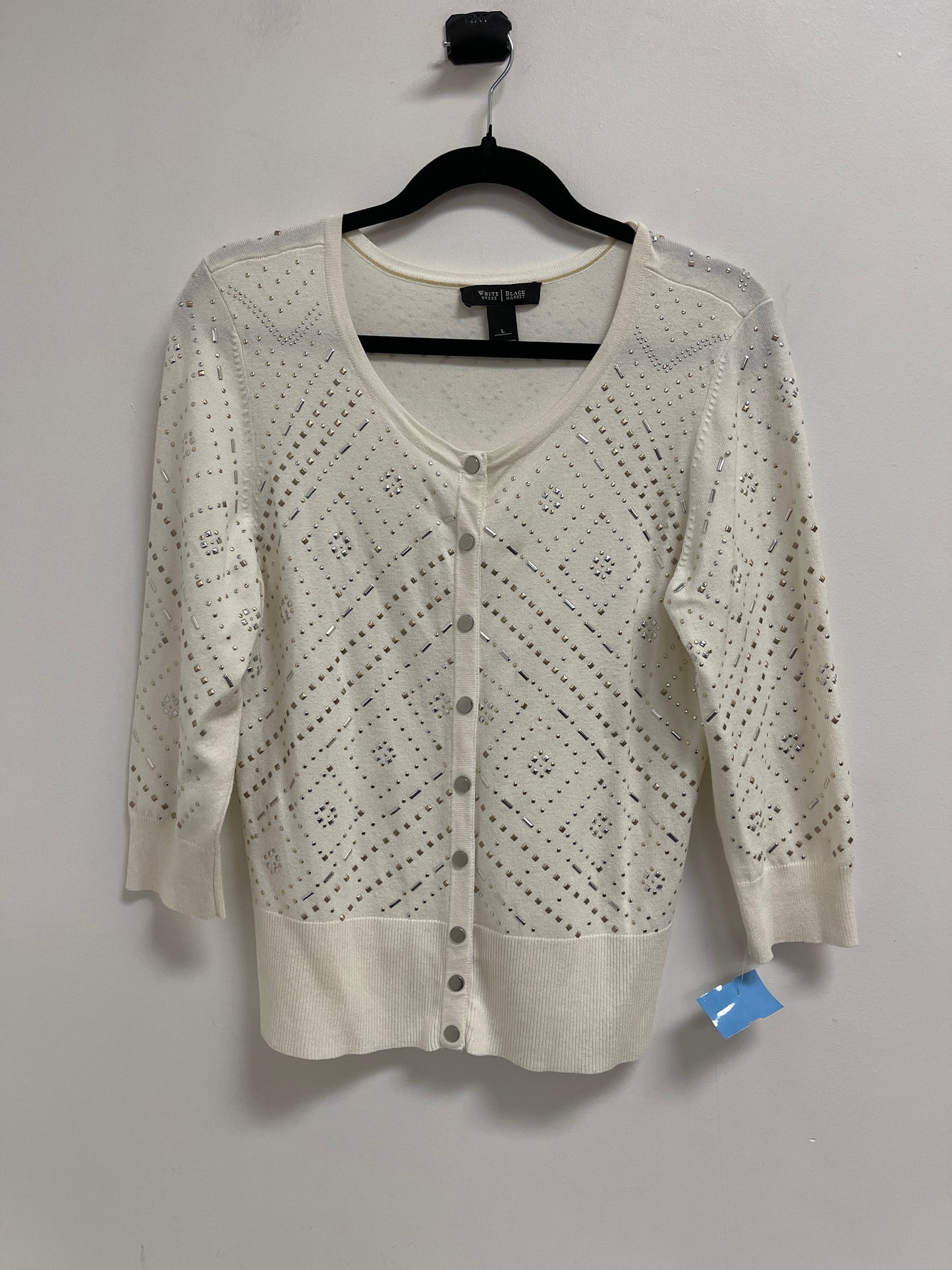 Sweater Cardigan By White House Black Market In Cream, Size: L