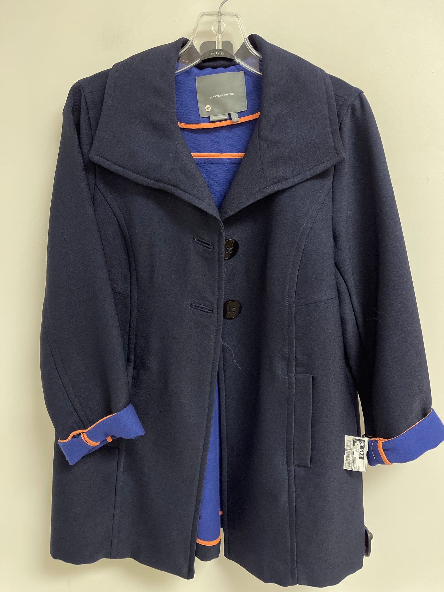 Coat Peacoat By Anthropologie In Navy, Size: M