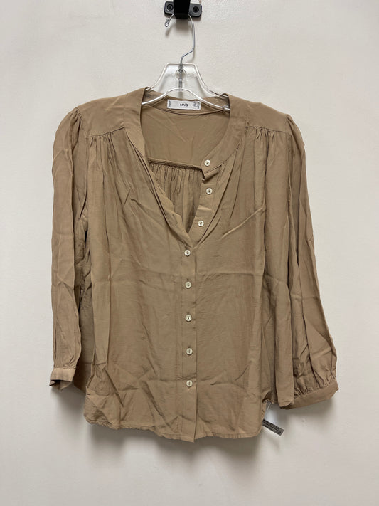 Blouse Long Sleeve By Mng In Tan, Size: Xs