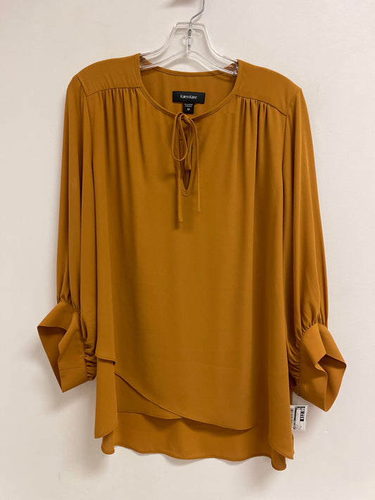 Top Long Sleeve By Karen Kane In Yellow, Size: M