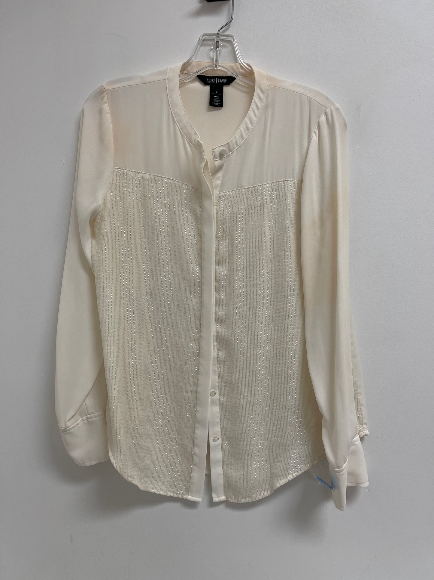 Blouse Long Sleeve By White House Black Market In Cream, Size: S