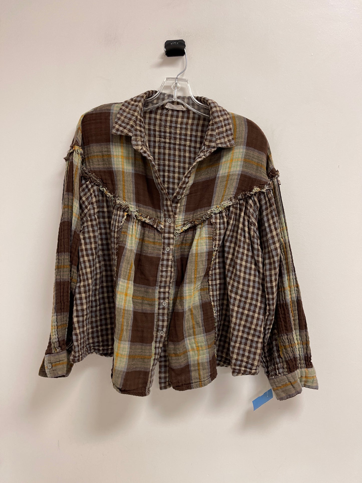 Blouse Long Sleeve By Clothes Mentor In Brown, Size: L