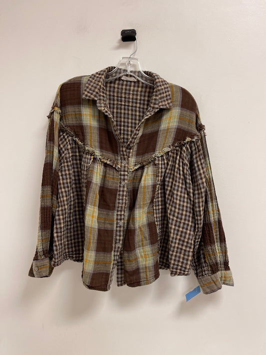 Blouse Long Sleeve By Clothes Mentor In Brown, Size: L