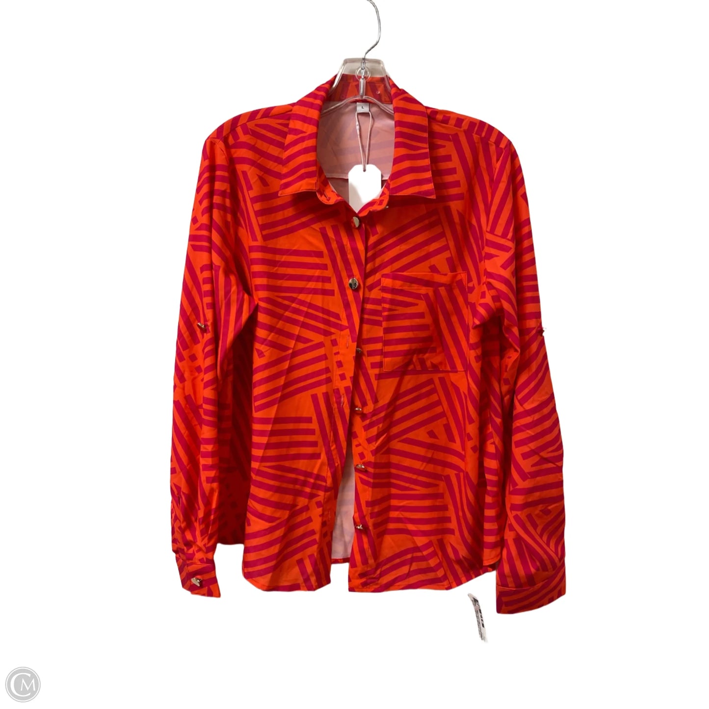 Blouse Long Sleeve By Clothes Mentor In Orange, Size: L