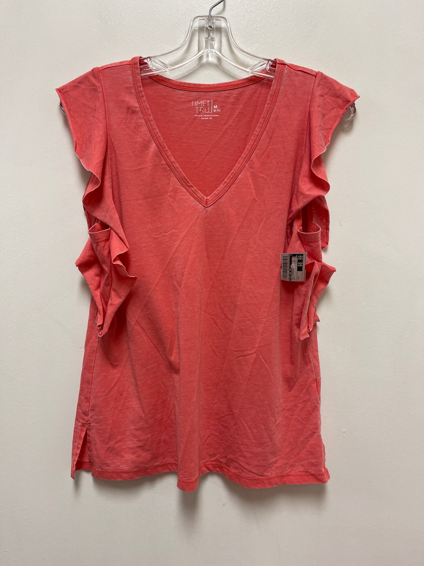 Top Sleeveless By Time And Tru In Coral, Size: M