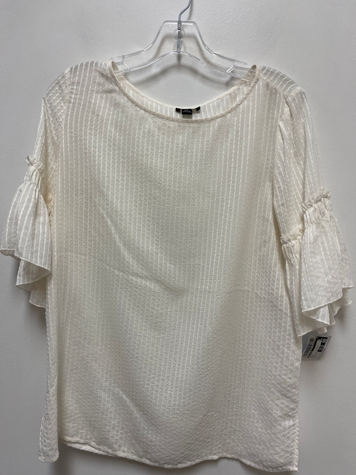 Top Short Sleeve By Ann Taylor In Cream, Size: S