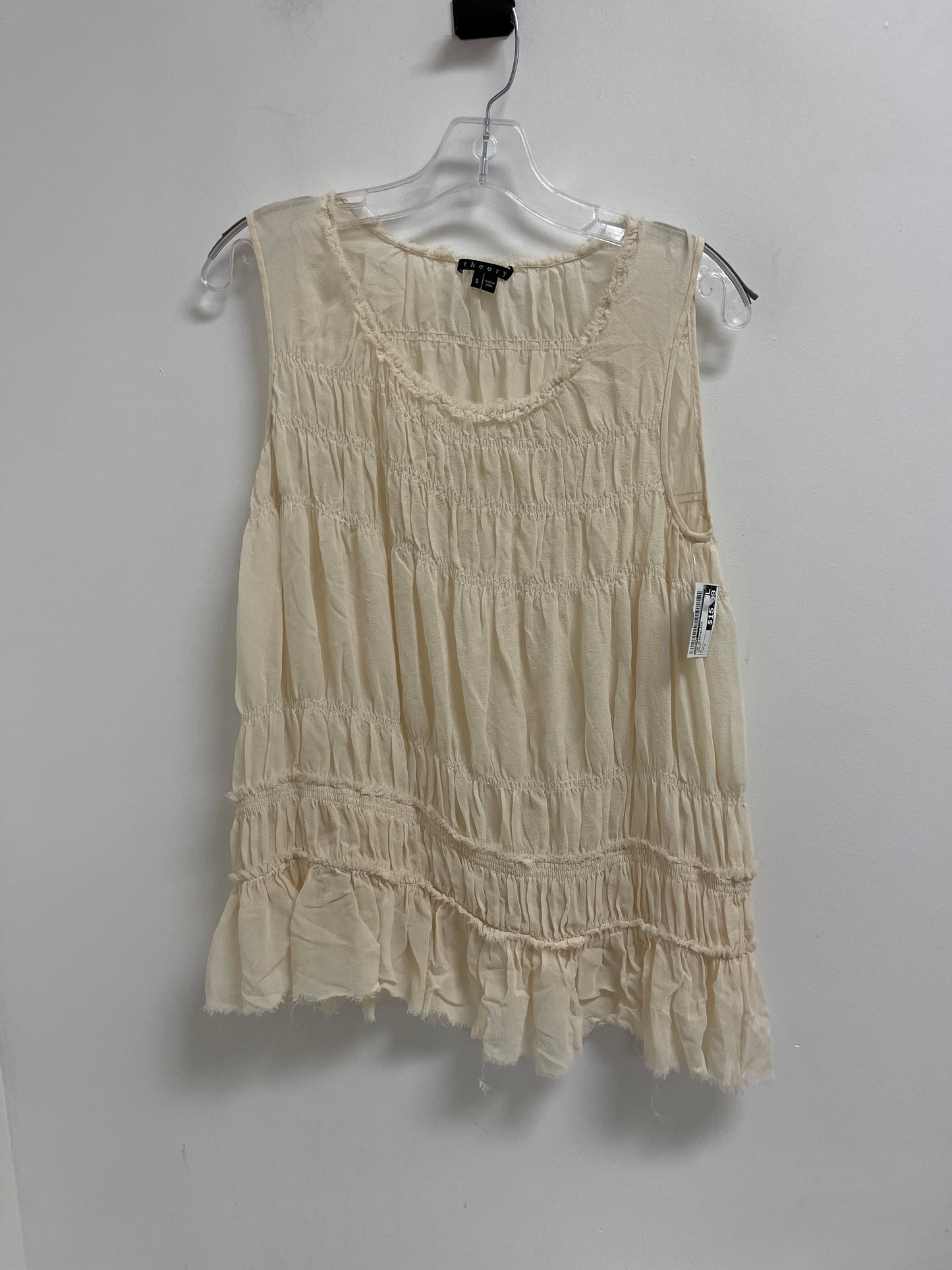 Top Sleeveless By Theory In Cream, Size: S