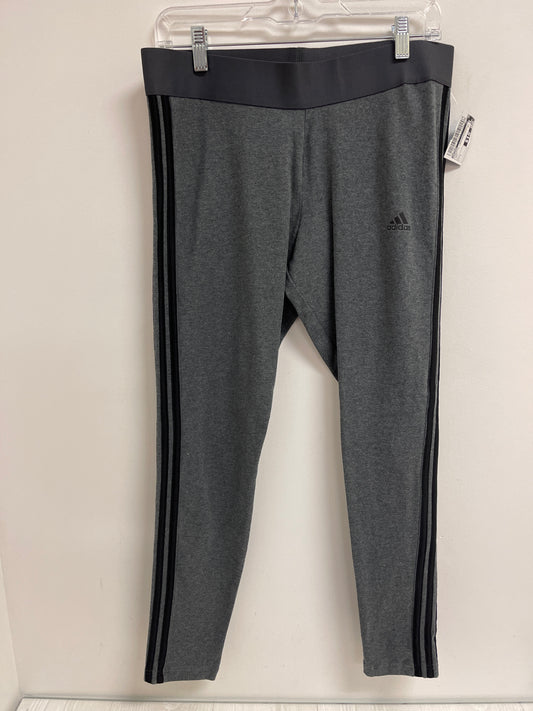 Athletic Leggings By Adidas In Grey, Size: L