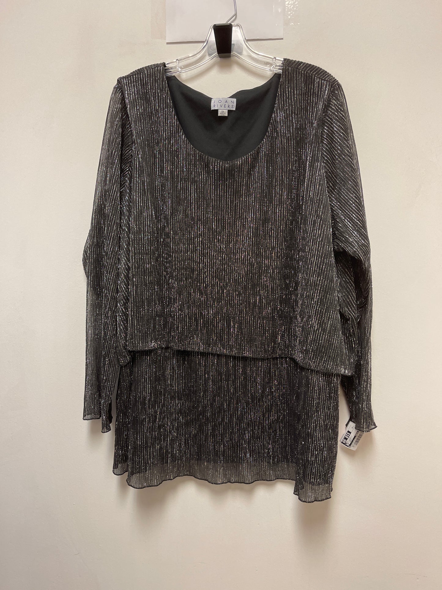 Top Long Sleeve By Joan Rivers In Silver, Size: 3x