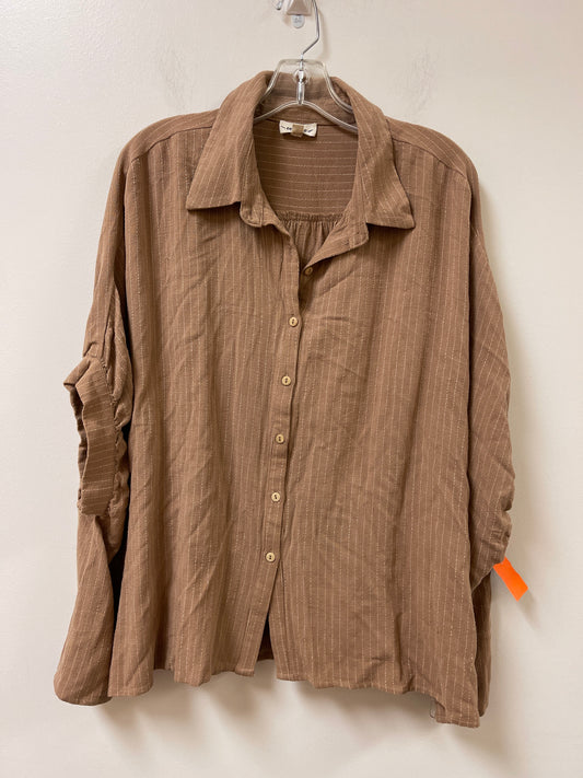 Tunic Short Sleeve By Ee Some In Brown, Size: M