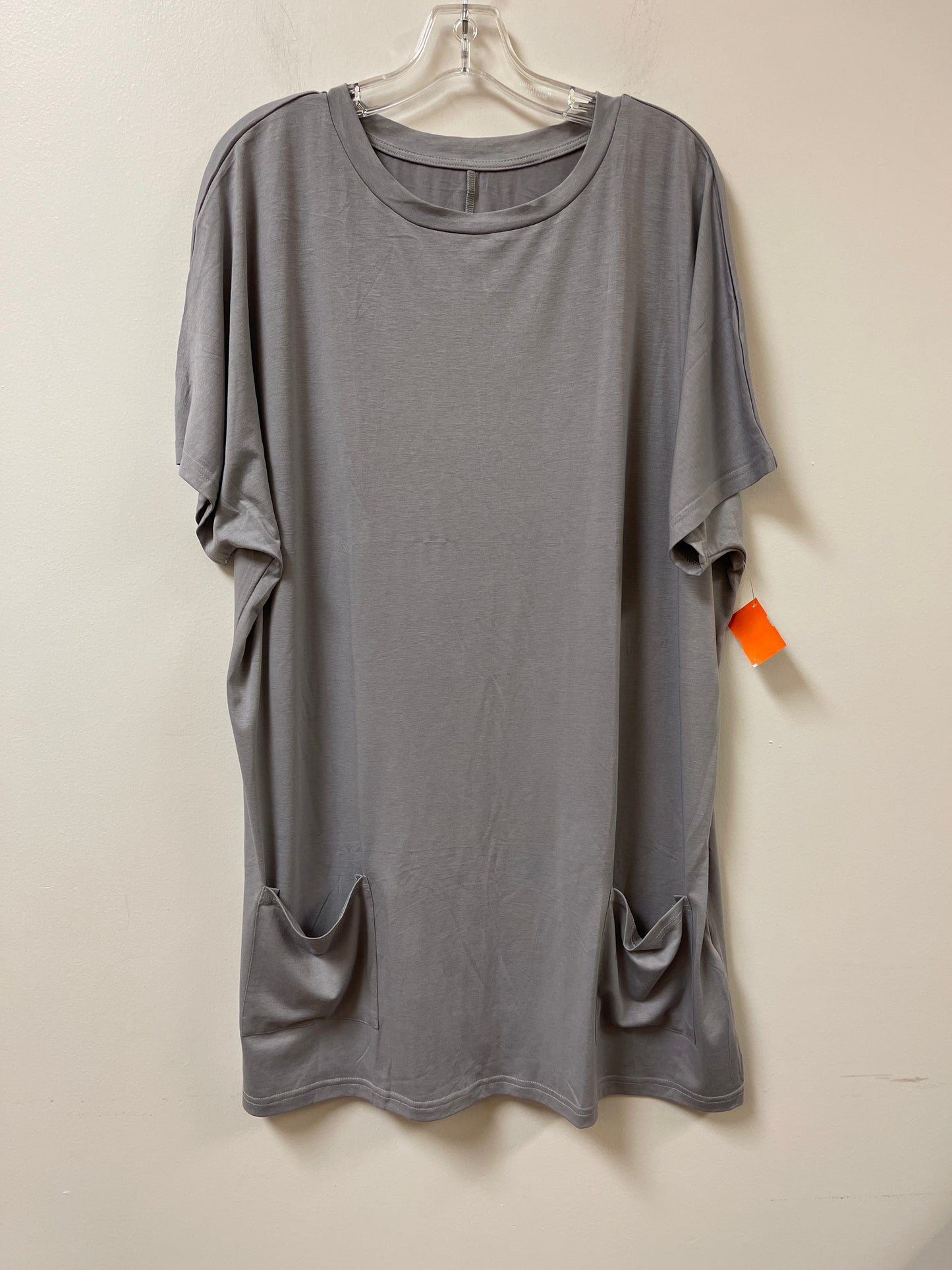 Tunic Short Sleeve By Clothes Mentor In Grey, Size: L