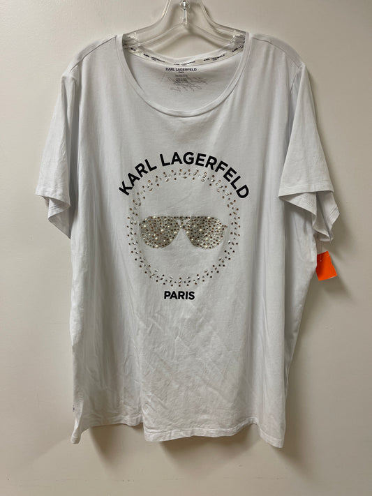 Top Short Sleeve Designer By Karl Lagerfeld In White, Size: 3x