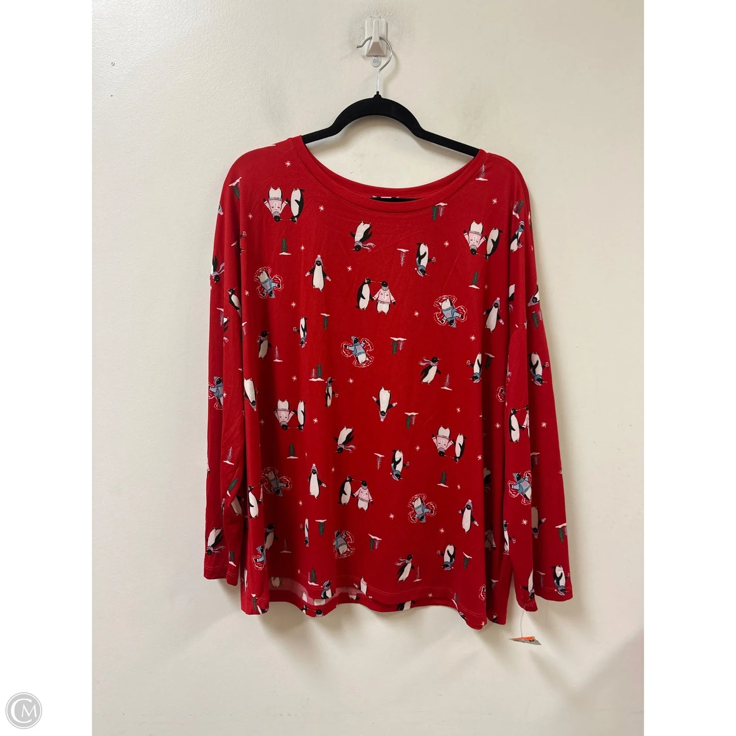 Top Long Sleeve By Joyspun In Red, Size: 2x