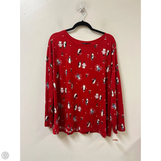 Top Long Sleeve By Joyspun In Red, Size: 2x