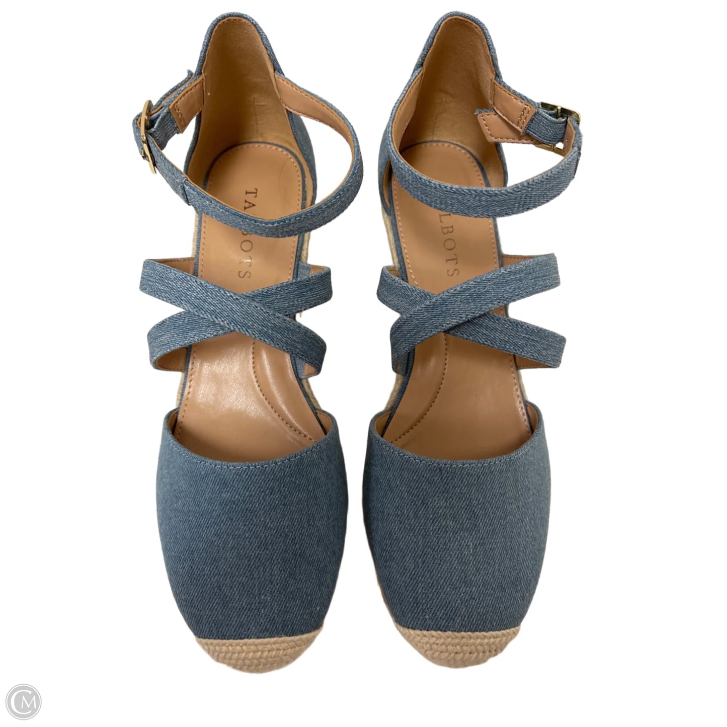 Sandals Heels Wedge By Talbots In Blue Denim, Size: 8.5