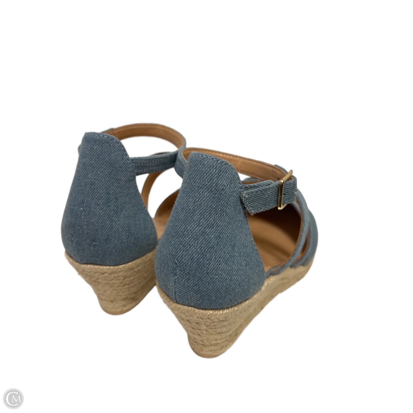 Sandals Heels Wedge By Talbots In Blue Denim, Size: 8.5