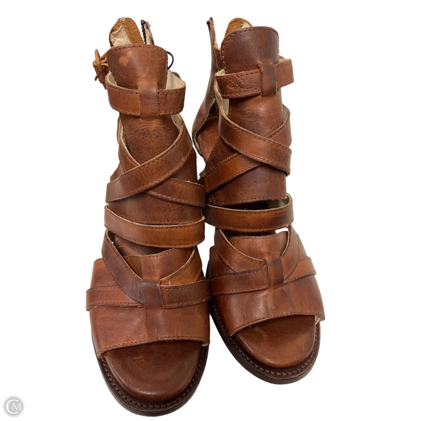 Sandals Heels Block By Freebird In Brown, Size: 9