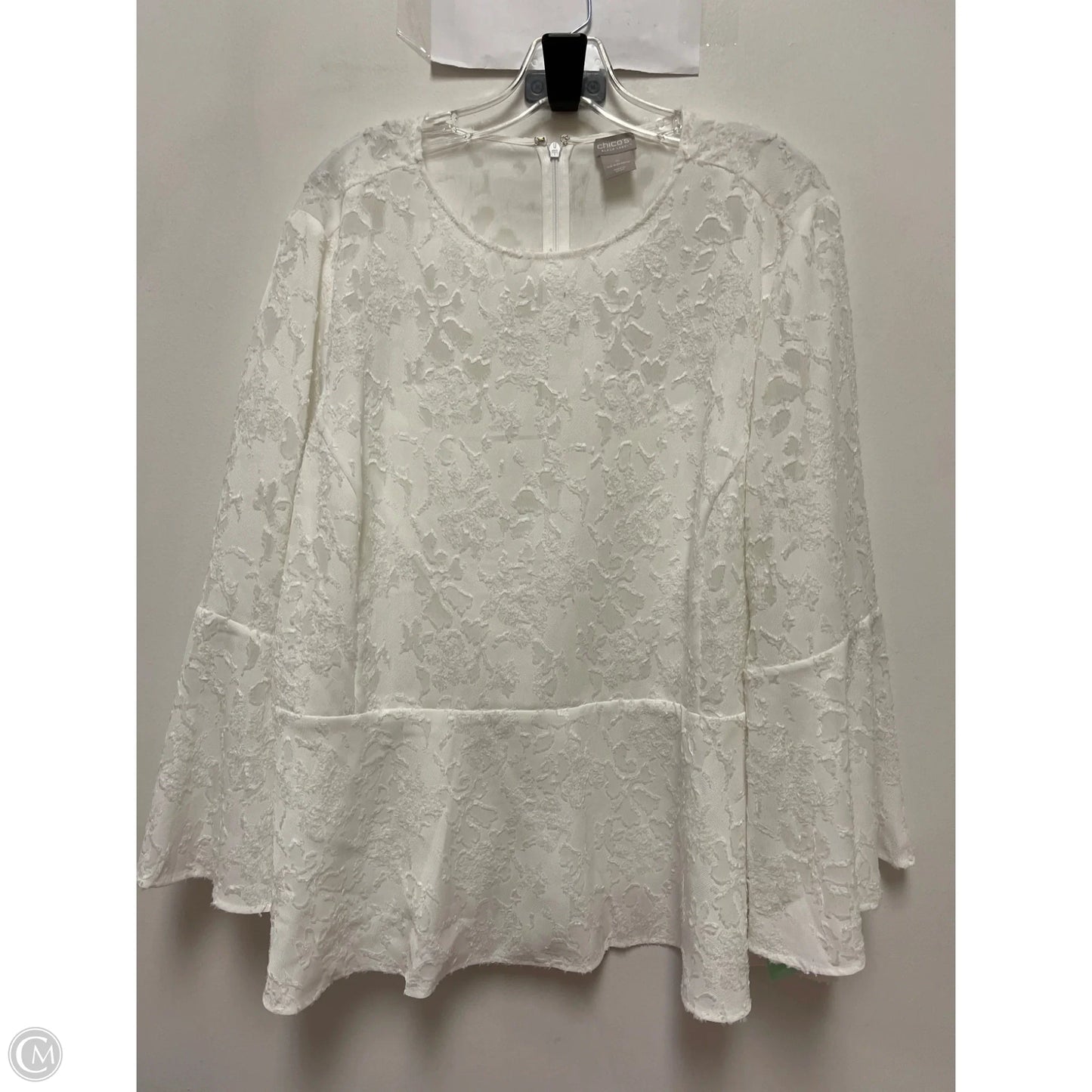 Top Long Sleeve By Chicos In White, Size: 1x