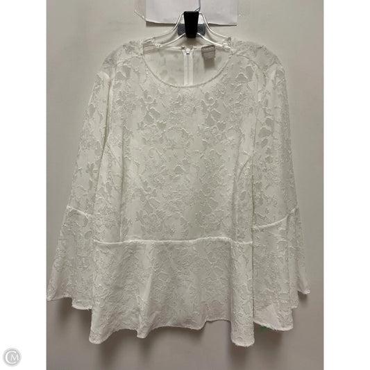 Top Long Sleeve By Chicos In White, Size: 1x