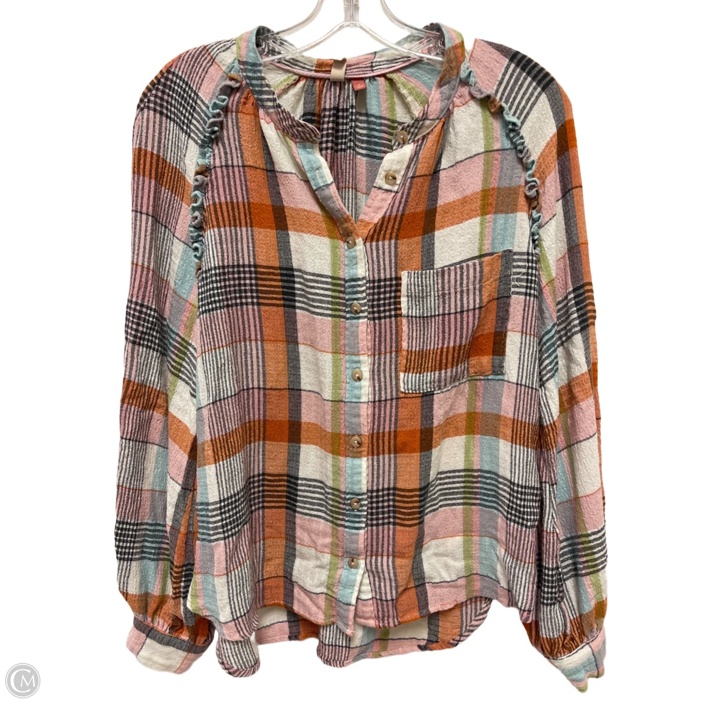 Blouse Long Sleeve By Pilcro In Multi-colored, Size: S