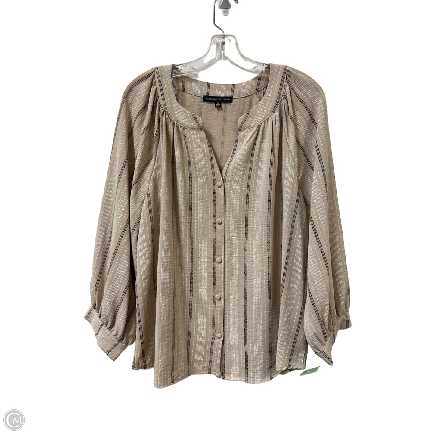 Top Long Sleeve By Adrienne Vittadini In Tan, Size: Xl