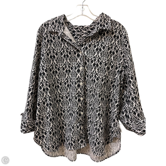 Blouse Long Sleeve By Clothes Mentor In Black & White, Size: 1x