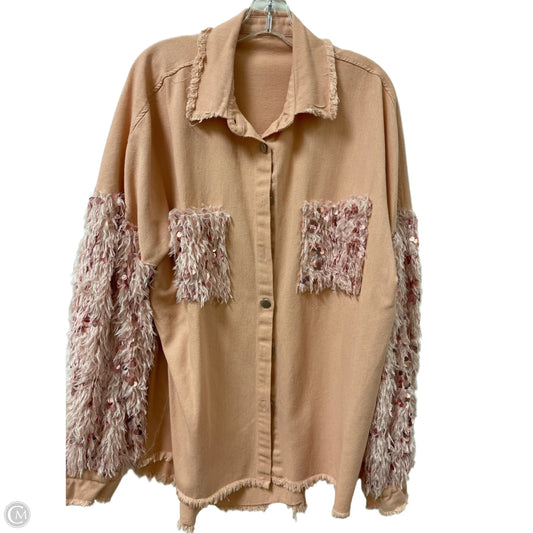 Jacket Denim By Clothes Mentor In Pink, Size: 1x
