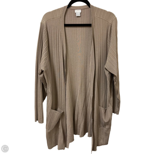 Sweater Cardigan By Chicos In Taupe, Size: 1x