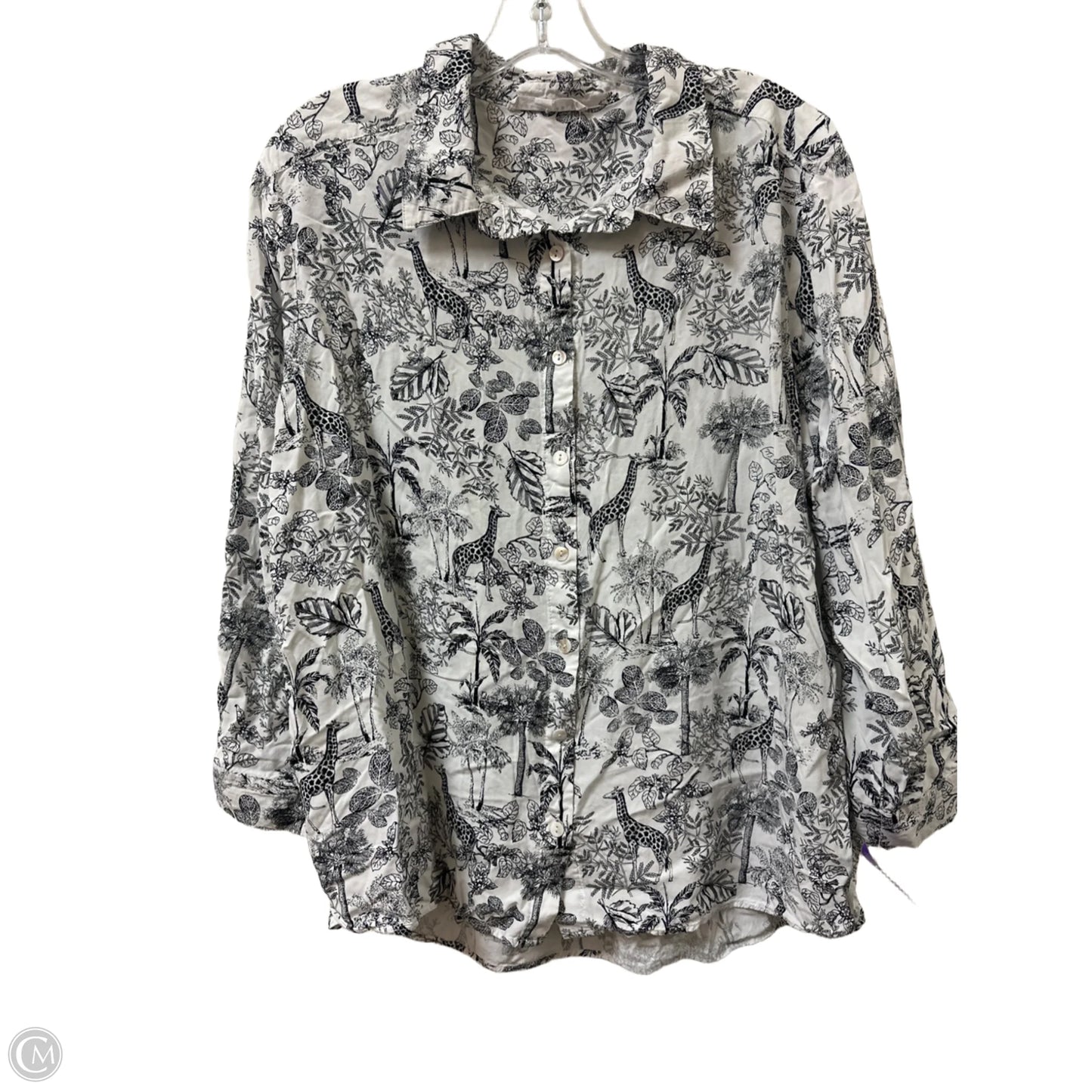 Blouse Long Sleeve By Jane And Delancey In Black & White, Size: 1x