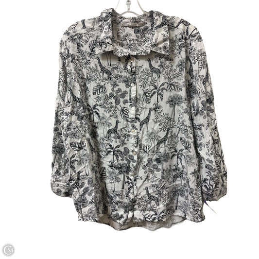 Blouse Long Sleeve By Jane And Delancey In Black & White, Size: 1x