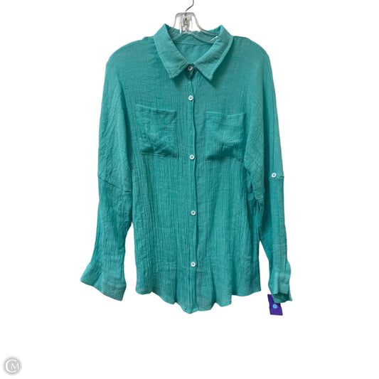 Blouse Long Sleeve By Clothes Mentor In Blue, Size: L