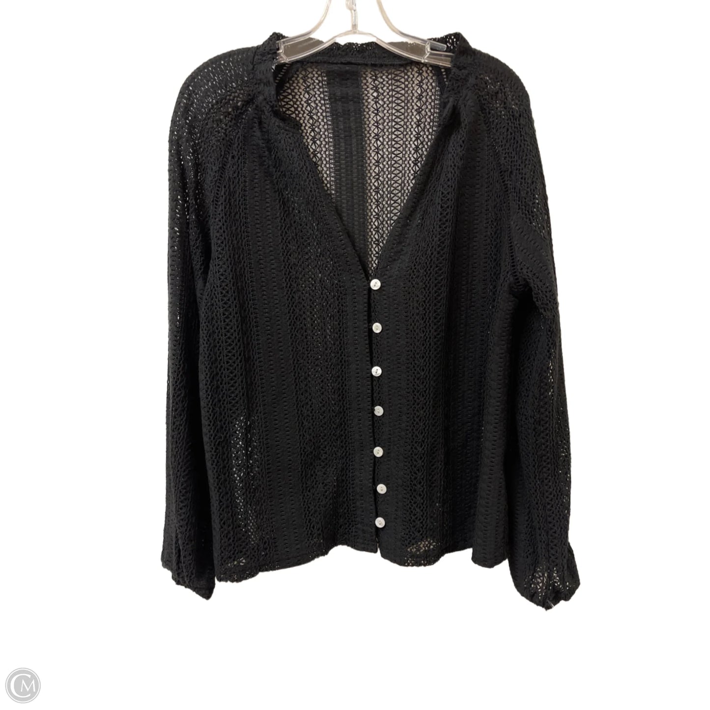 Blouse Long Sleeve By Clothes Mentor In Black, Size: L