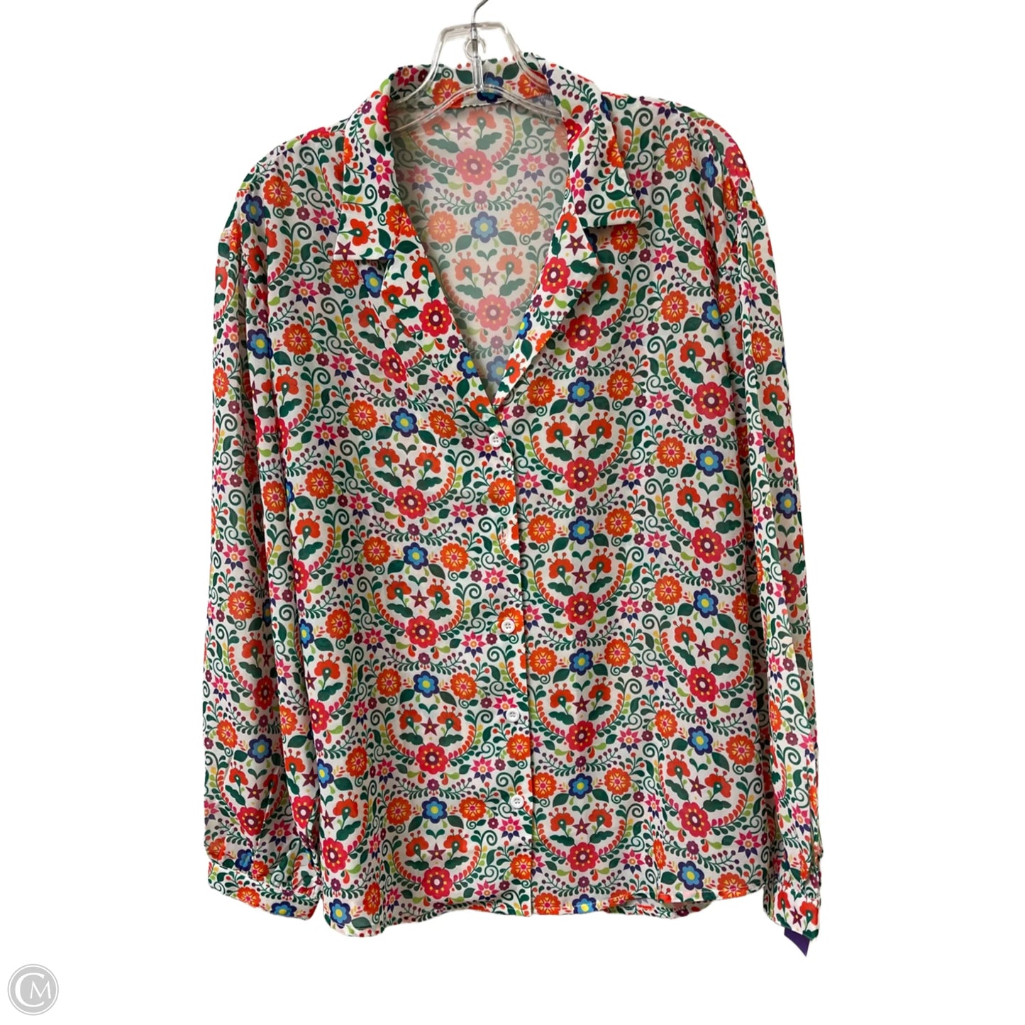 Blouse Long Sleeve By Clothes Mentor In Multi-colored, Size: M