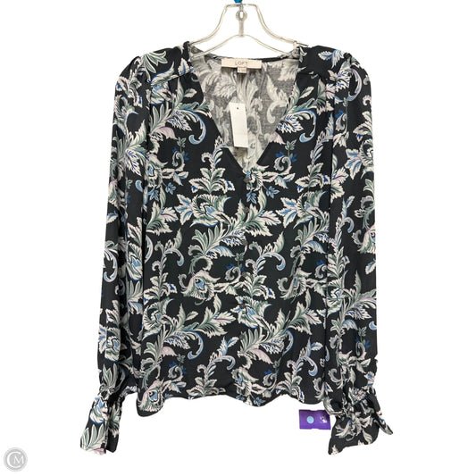 Blouse Long Sleeve By Loft In Grey, Size: M